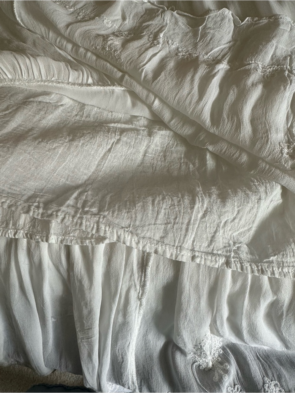 YOUNG THREADS - NWT White Tie-Shoulder Smocked Maxi/Midi Dress - Picture 8 of 8